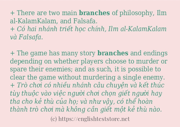 Các câu ví dụ và cách sử dụng từ branches Các câu ví dụ và cách sử dụng từ branches