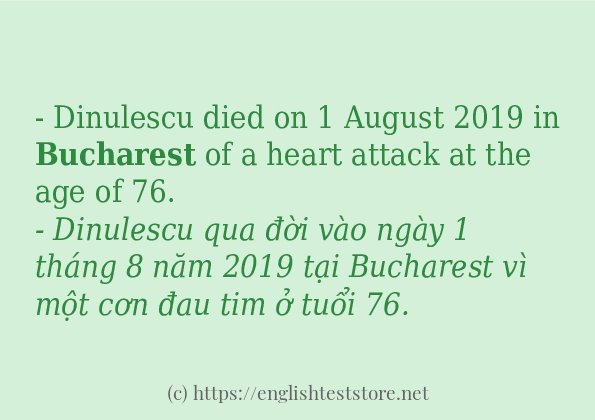 Các câu ví dụ và cách sử dụng từ bucharest