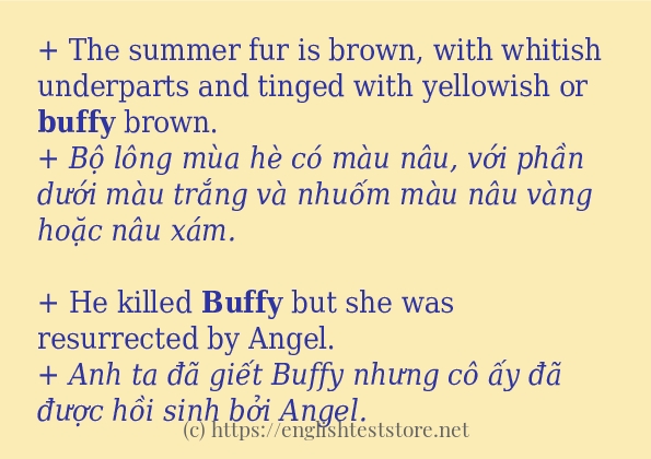 Các câu ví dụ và cách sử dụng từ buffy