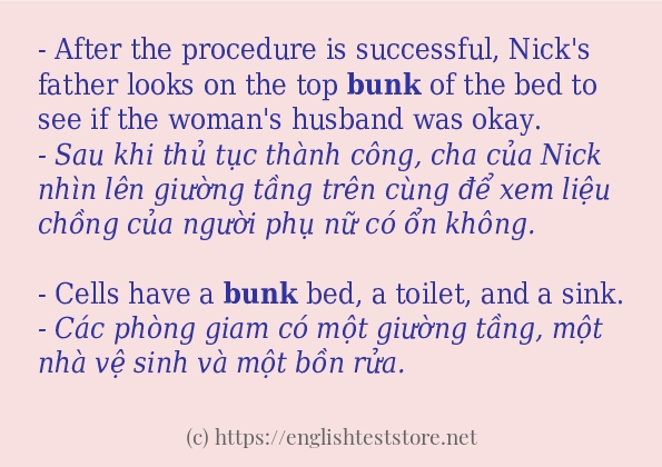 Các câu ví dụ và cách sử dụng từ bunk Các câu ví dụ và cách sử dụng từ bunk