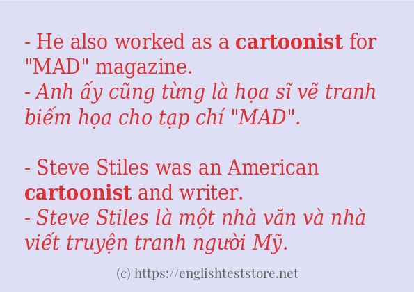 Các câu ví dụ và cách sử dụng từ cartoonist