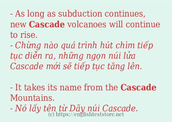 Các câu ví dụ và cách sử dụng từ cascade