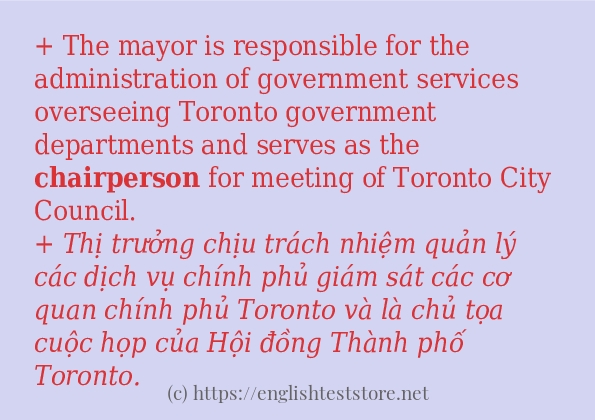 Các câu ví dụ và cách sử dụng từ chairperson