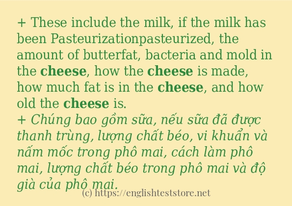 Các câu ví dụ và cách sử dụng từ cheese