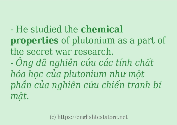 Các câu ví dụ và cách sử dụng từ chemical properties