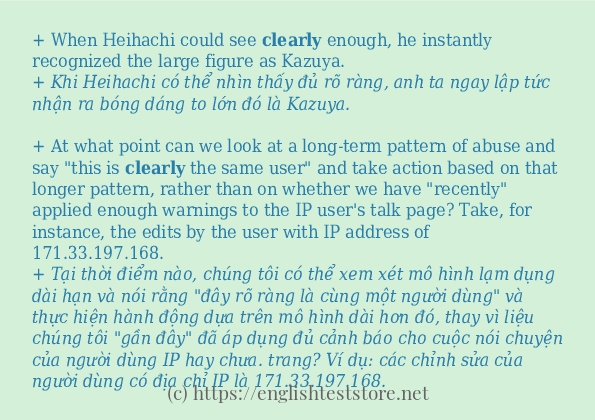 Các câu ví dụ và cách sử dụng từ clearly