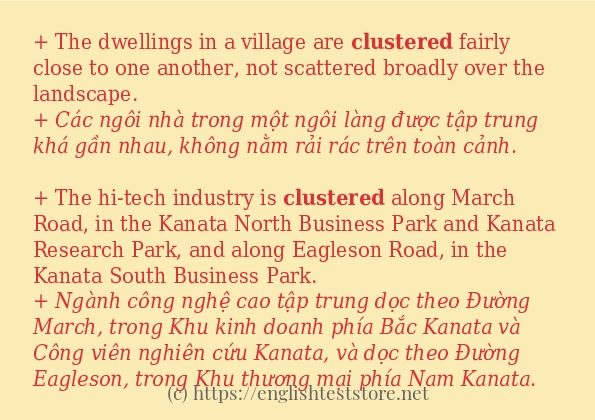 Các câu ví dụ và cách sử dụng từ clustered