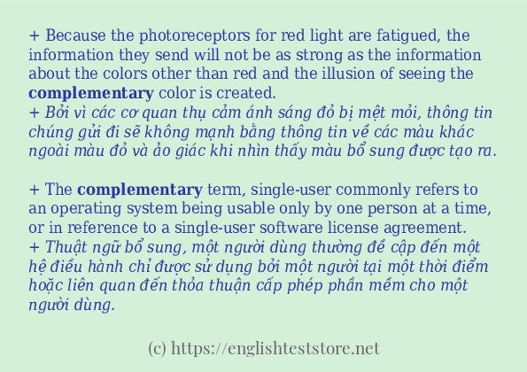 Các câu ví dụ và cách sử dụng từ complementary