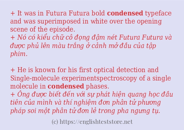 Các câu ví dụ và cách sử dụng từ condensed