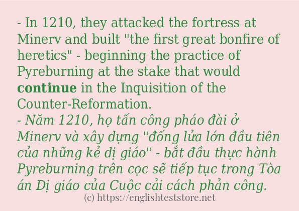 Các câu ví dụ và cách sử dụng từ continue