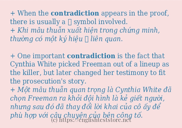 Các câu ví dụ và cách sử dụng từ contradiction