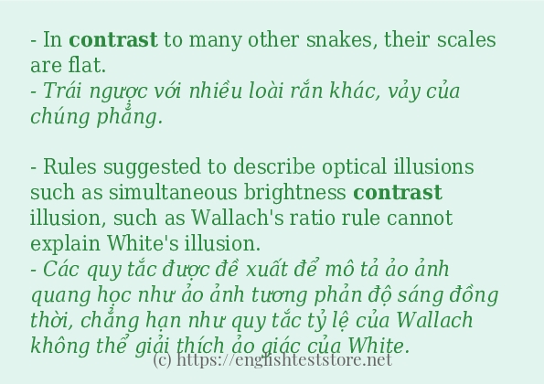 Các câu ví dụ và cách sử dụng từ contrast