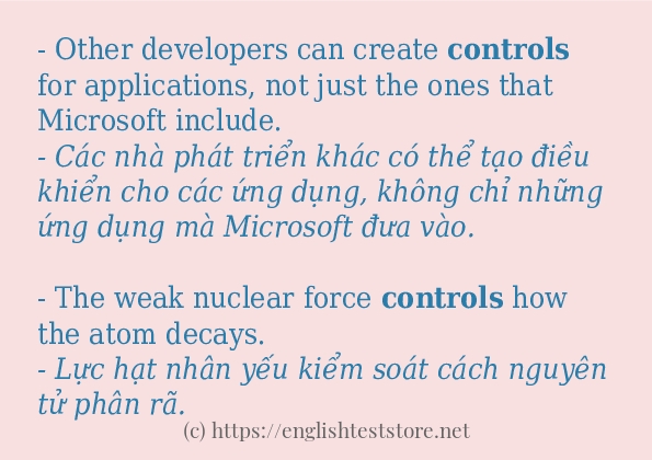 Các câu ví dụ và cách sử dụng từ controls