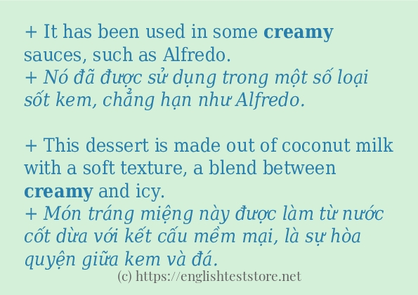 Các câu ví dụ và cách sử dụng từ creamy