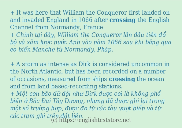 Các câu ví dụ và cách sử dụng từ crossing