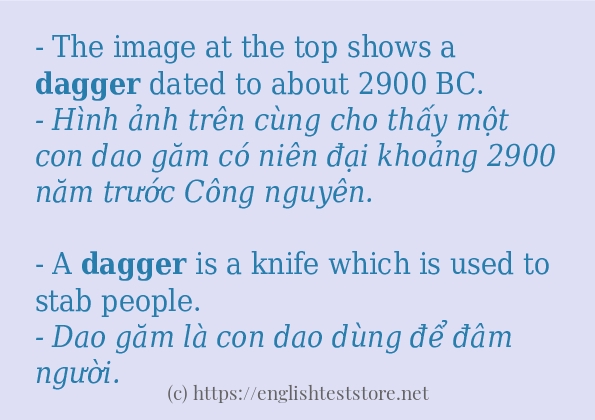 Các câu ví dụ và cách sử dụng từ dagger