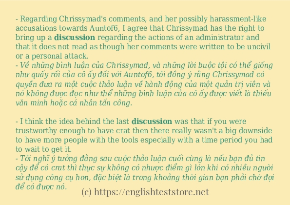 Các câu ví dụ và cách sử dụng từ discussion