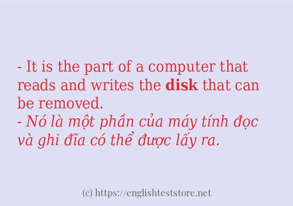 Các câu ví dụ và cách sử dụng từ disk