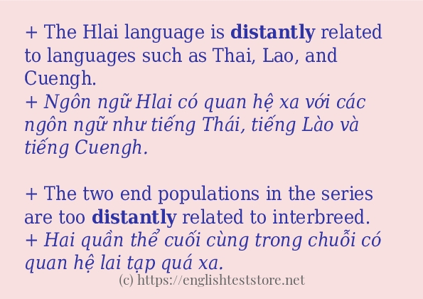 Các câu ví dụ và cách sử dụng từ distantly