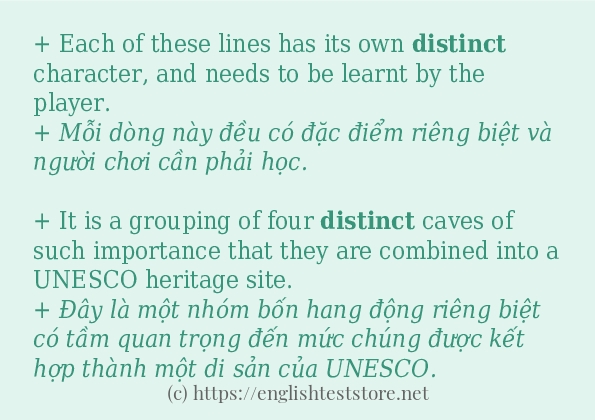 Các câu ví dụ và cách sử dụng từ distinct