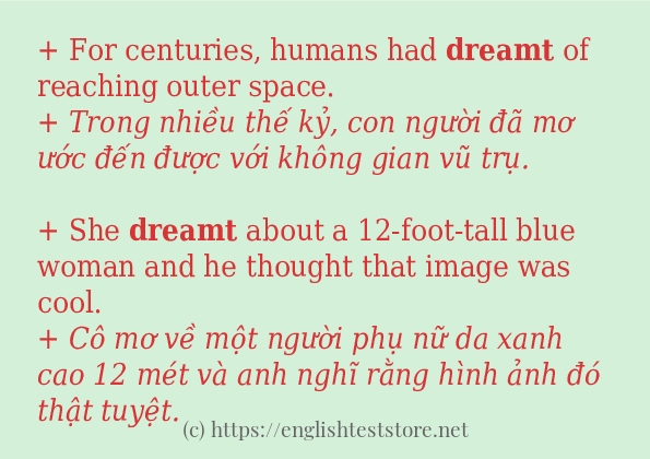 Các câu ví dụ và cách sử dụng từ dreamt