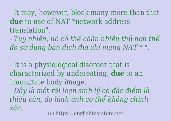 Các câu ví dụ và cách sử dụng từ due