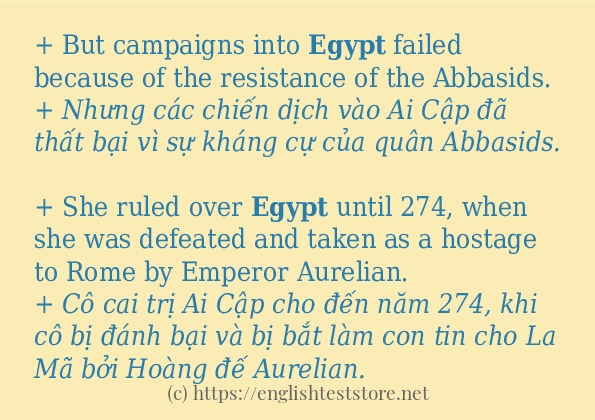 Các câu ví dụ và cách sử dụng từ egypt