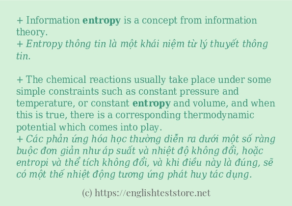 Các câu ví dụ và cách sử dụng từ entropy