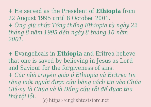Các câu ví dụ và cách sử dụng từ ethiopia Các câu ví dụ và cách sử dụng từ ethiopia