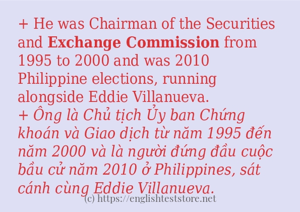 Các câu ví dụ và cách sử dụng từ exchange commission