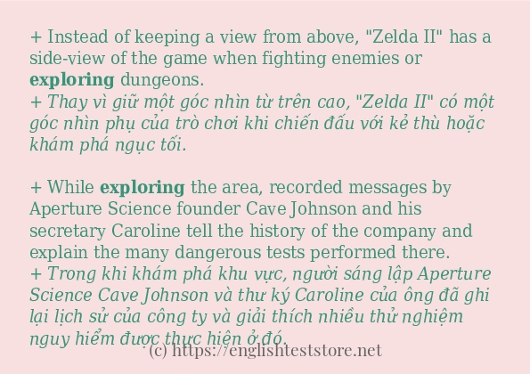 Các câu ví dụ và cách sử dụng từ exploring