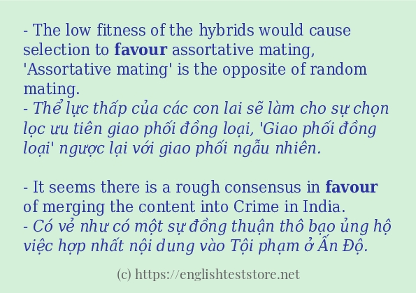 Các câu ví dụ và cách sử dụng từ favour