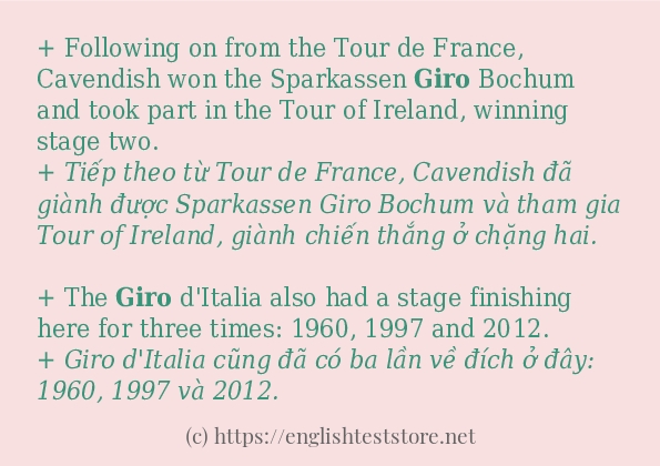 Các câu ví dụ và cách sử dụng từ giro