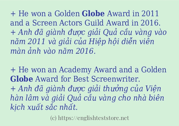 Các câu ví dụ và cách sử dụng từ globe