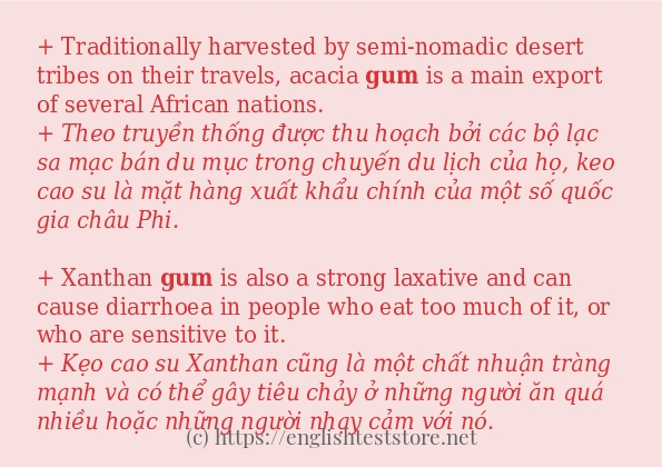 Các câu ví dụ và cách sử dụng từ gum Các câu ví dụ và cách sử dụng từ gum