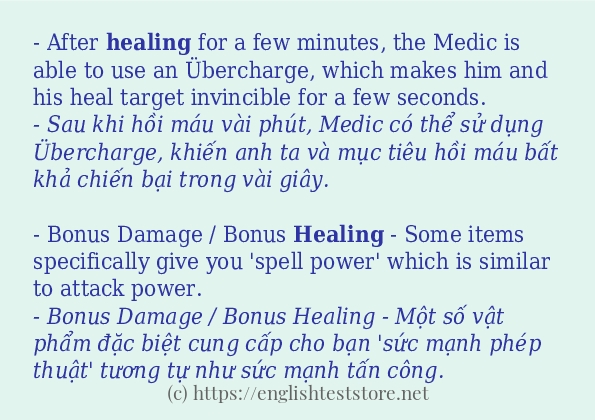 Các câu ví dụ và cách sử dụng từ healing