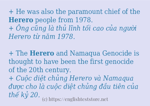 Các câu ví dụ và cách sử dụng từ herero