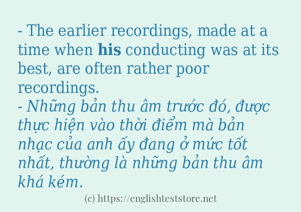 Các câu ví dụ và cách sử dụng từ his