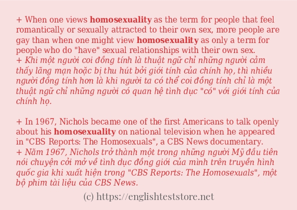 Các câu ví dụ và cách sử dụng từ homosexuality