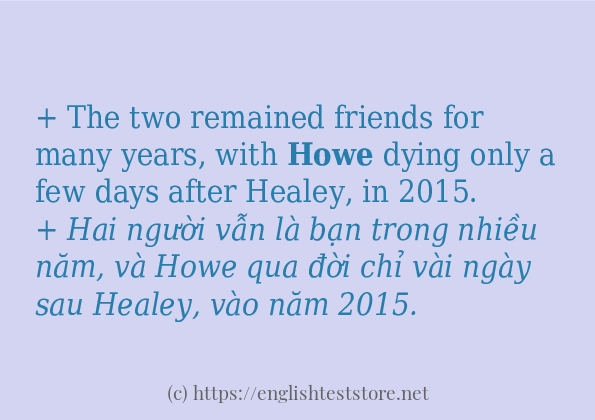 Các câu ví dụ và cách sử dụng từ howe