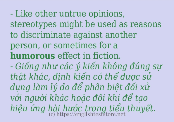 Các câu ví dụ và cách sử dụng từ humorous