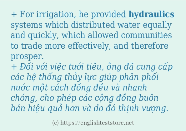 Các câu ví dụ và cách sử dụng từ hydraulics