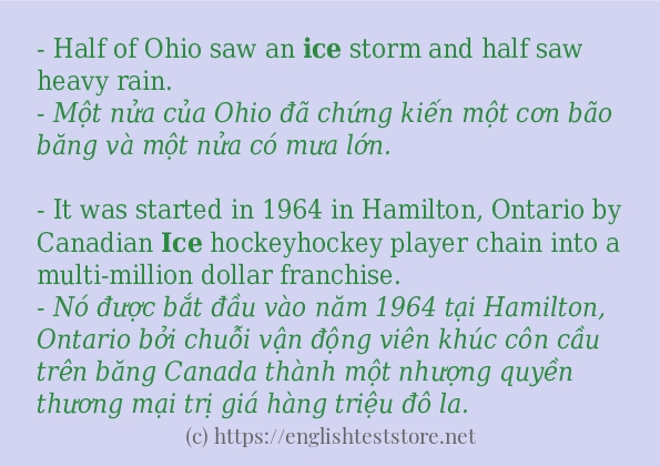 Các câu ví dụ và cách sử dụng từ ice