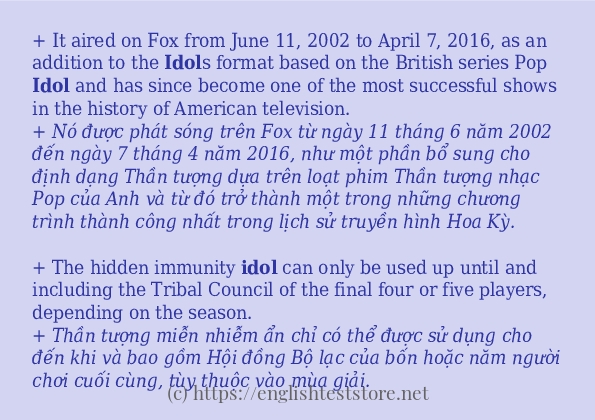 Các câu ví dụ và cách sử dụng từ idol