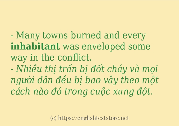 Các câu ví dụ và cách sử dụng từ inhabitant