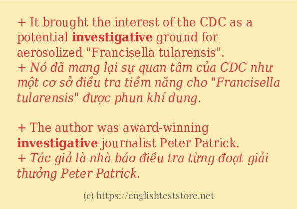 Các câu ví dụ và cách sử dụng từ investigative