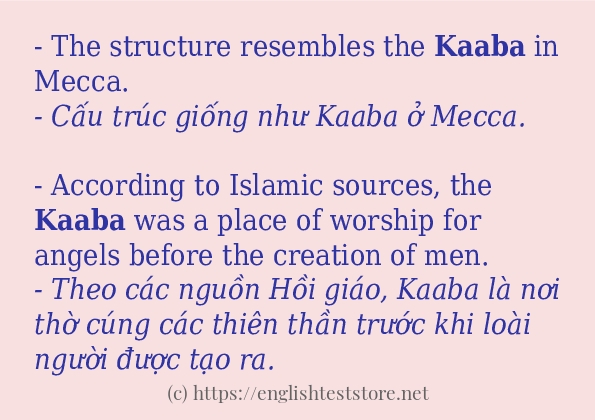 Các câu ví dụ và cách sử dụng từ kaaba