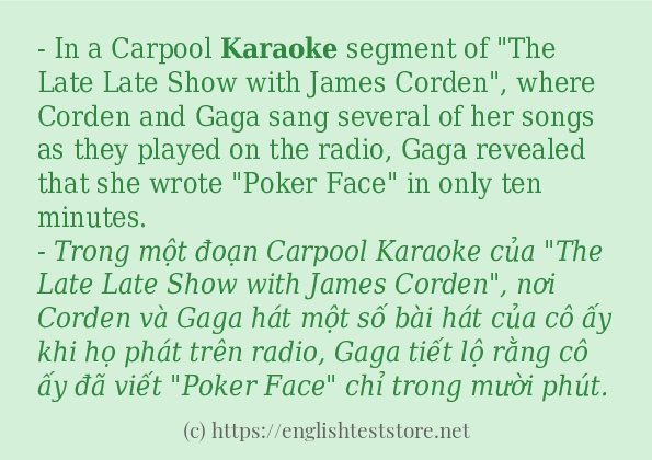 Các câu ví dụ và cách sử dụng từ karaoke