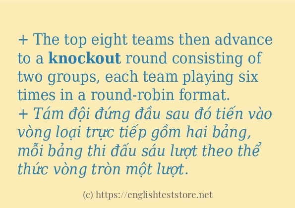 Các câu ví dụ và cách sử dụng từ knockout