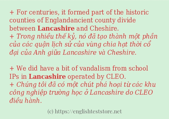Các câu ví dụ và cách sử dụng từ lancashire Các câu ví dụ và cách sử dụng từ lancashire